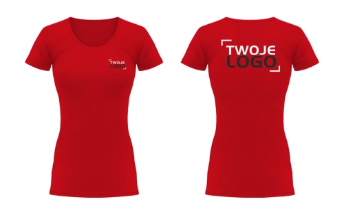 Damski T-shirt z nadrukiem logo – przód