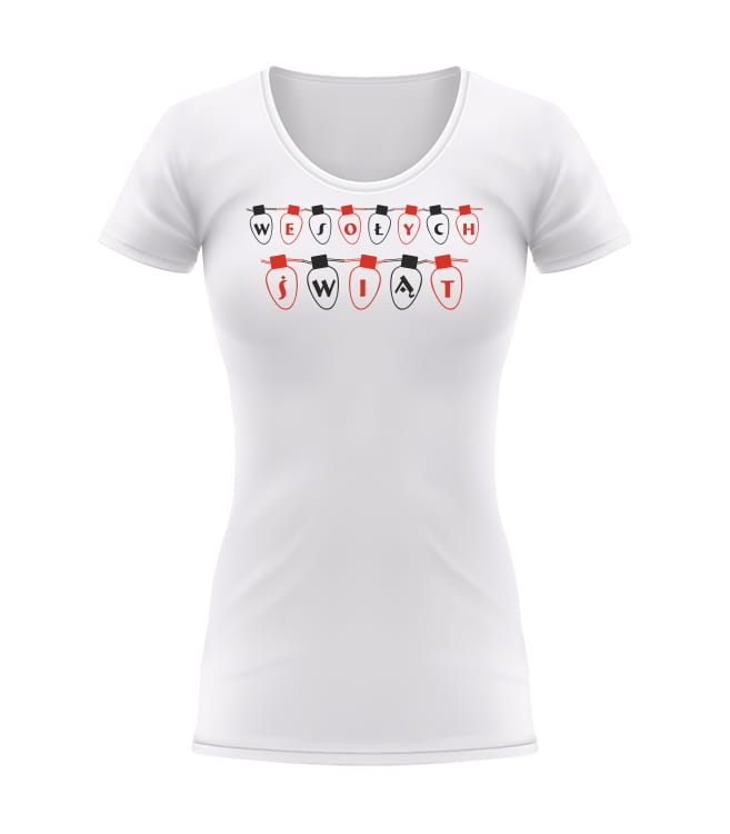 T-shirt damski lampki Wesołych Świąt