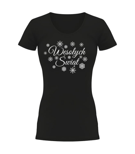 T-shirt damski Śnieżynki Wesołych Świąt