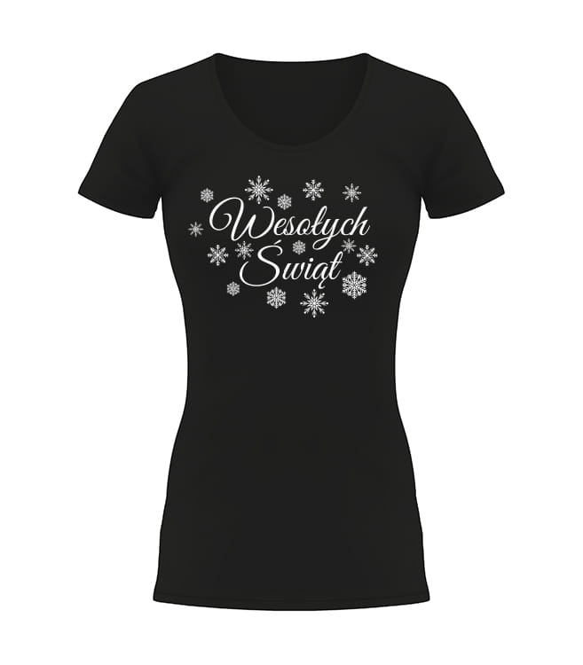 T-shirt damski Śnieżynki Wesołych Świąt