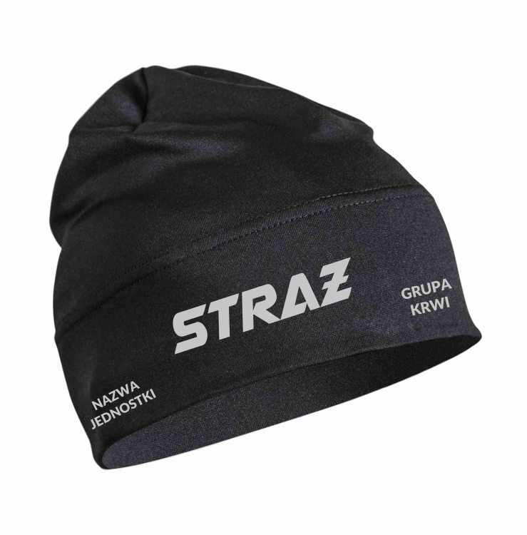 Czapka STRAŻ pod kask – odblaskowy napis i personalizacja