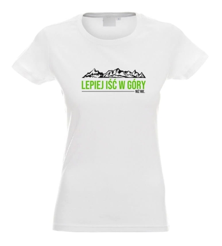 T-shirt damski biały w góry