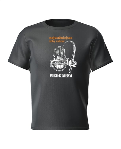 T-shirt na ryby czarny