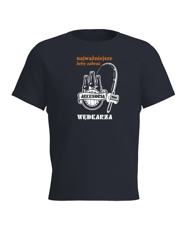 koszulka na ryby piwo granatowa