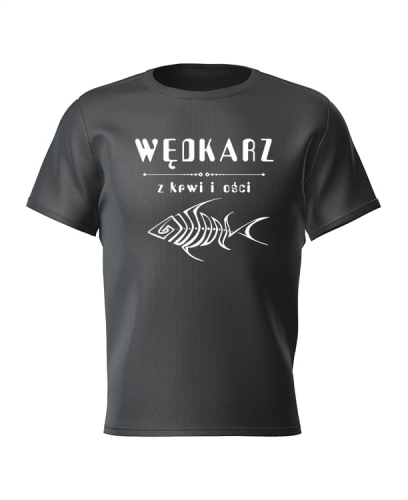 T-shirt dla wędkarza z krwi i kości czarna