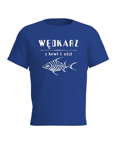 Koszulka wędkarz z krwi i ości niebieska