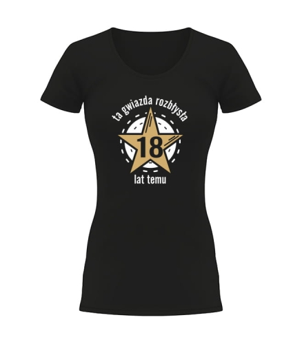 koszulka damska prezent 18 urodziny czarna
