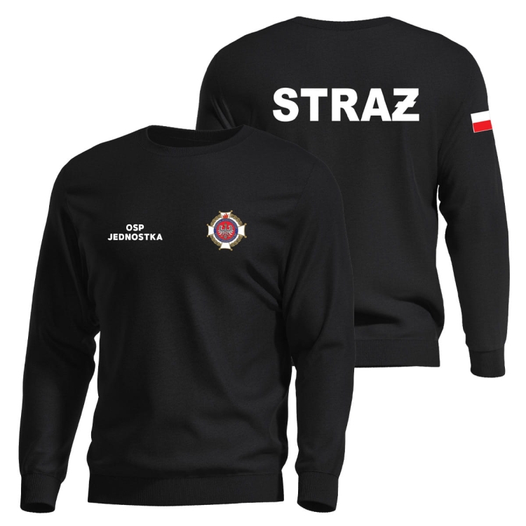 Bluza STRAŻ OSP z nazwą jednostki – czarna