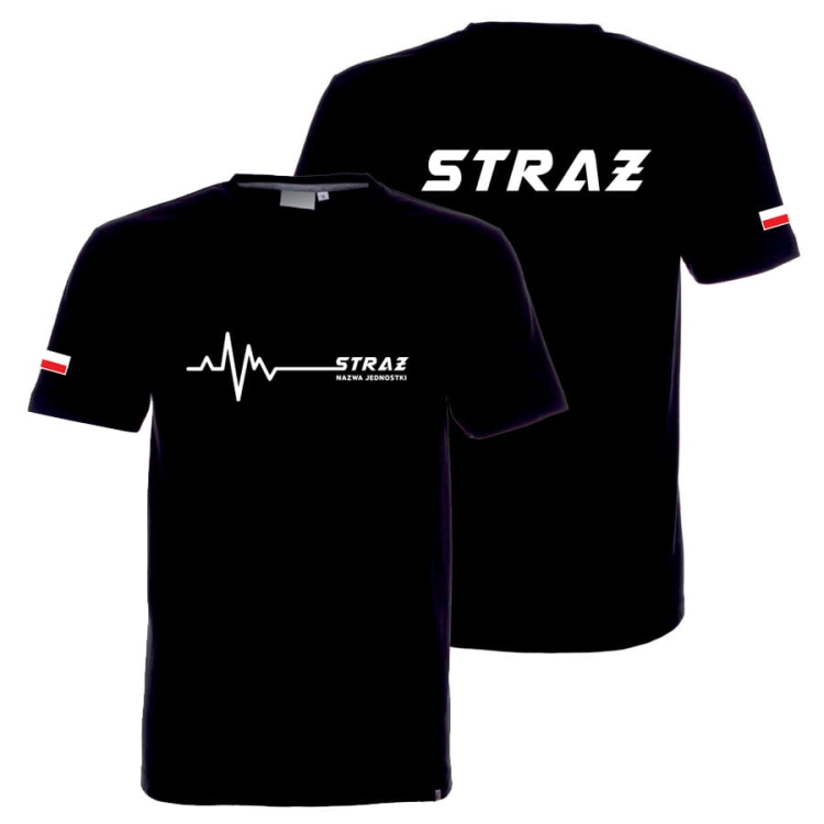 Koszulka unisex STRAŻ EKG czarna z nazwą jednostki