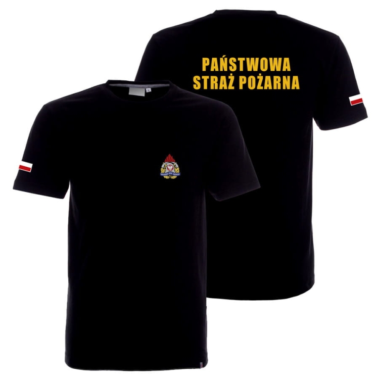Koszulka unisex PSP – Państwowa Straż Pożarna czarna