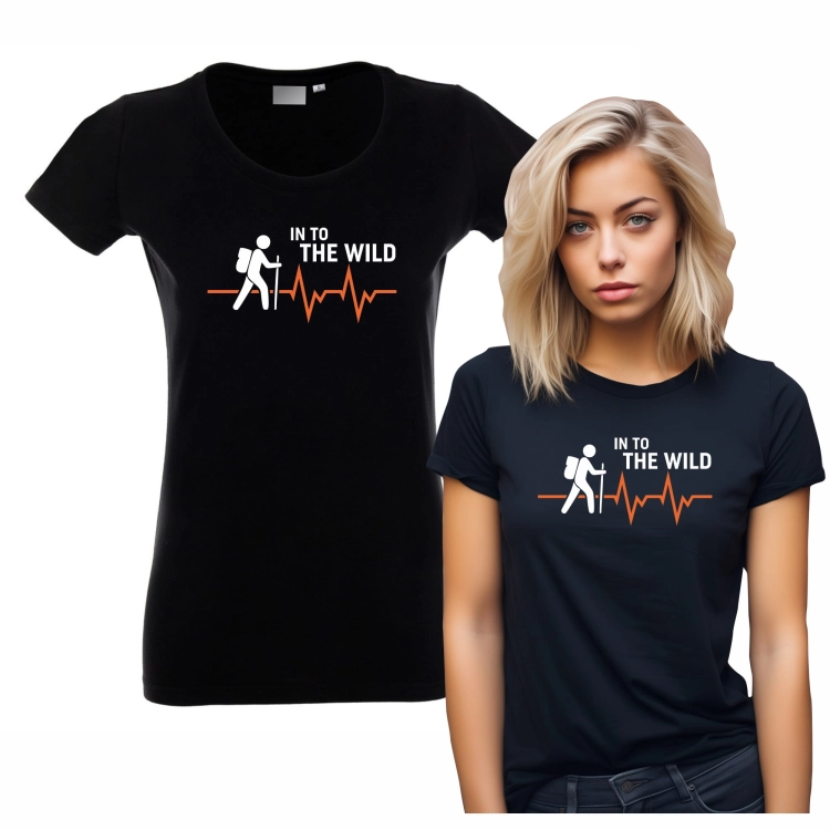 T-shirt czarny w kierunku dziczy