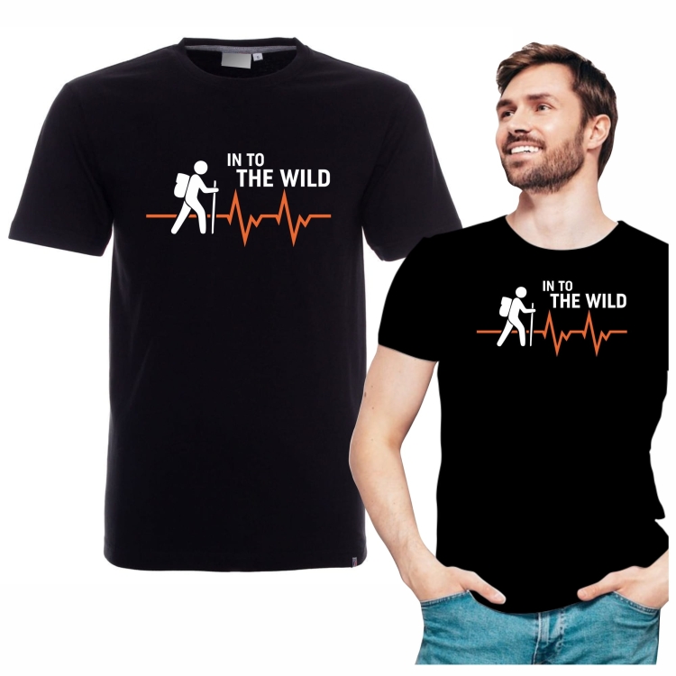 T-shirt czarny w kierunku dziczy