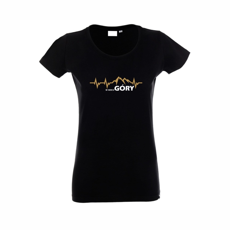 Koszulka czarna damska w sercu góry