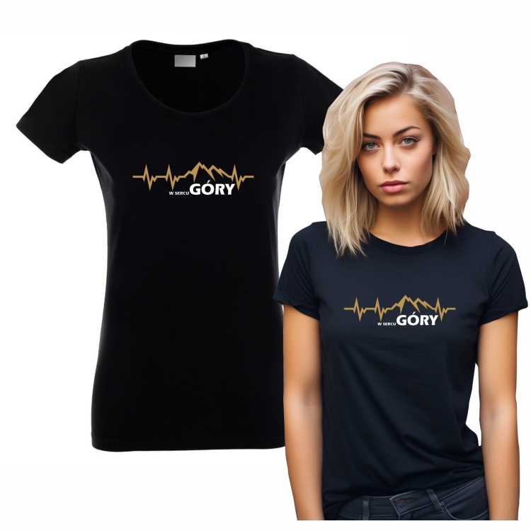 Koszulka czarna damska góry EKG