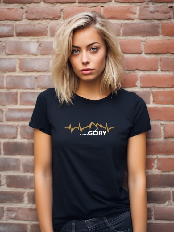 Koszulka czarna damska linia życia góry
