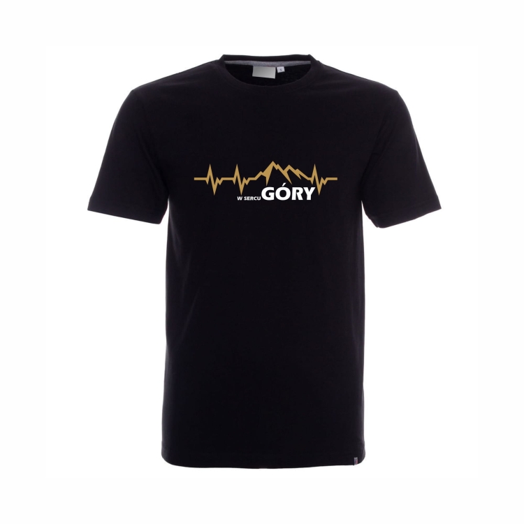 Koszulka czarna męska w sercu góry