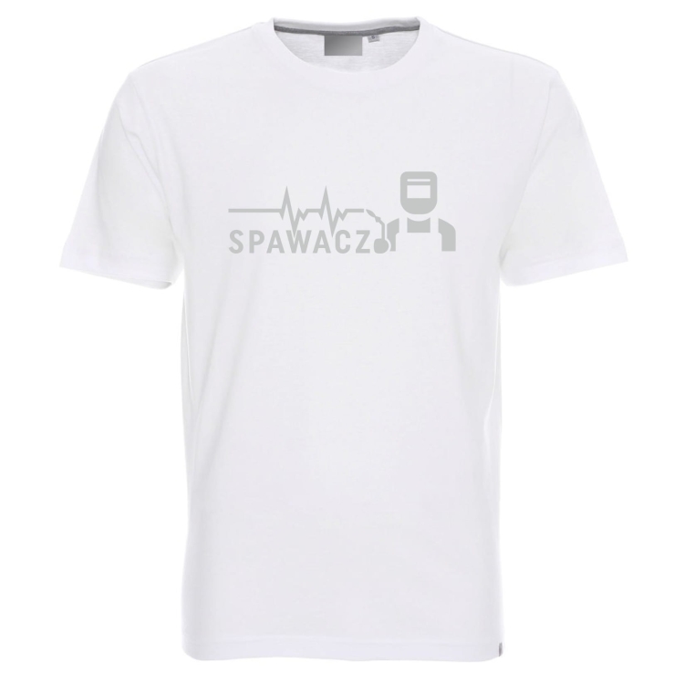 T-shirt męski biały spawacz EKG