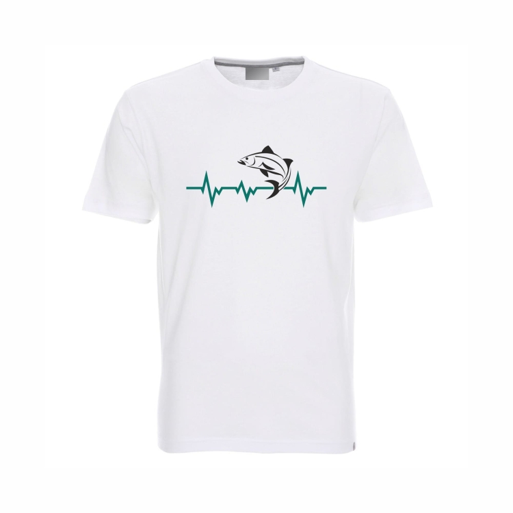 Koszulka męska biała ryba EKG