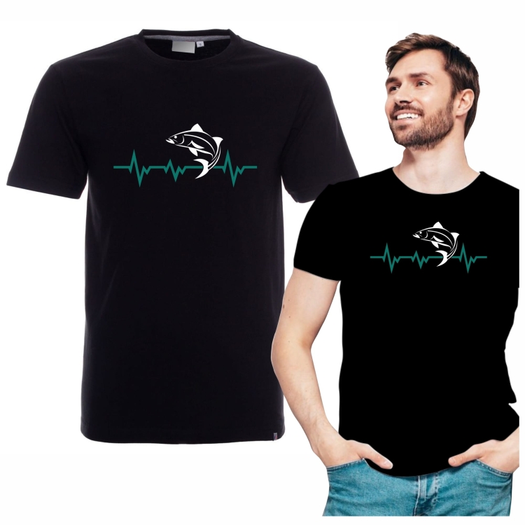 T-shirt czarny dla wędkarza