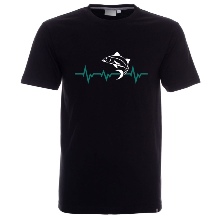 T-shirt męski czarny ryba EKG