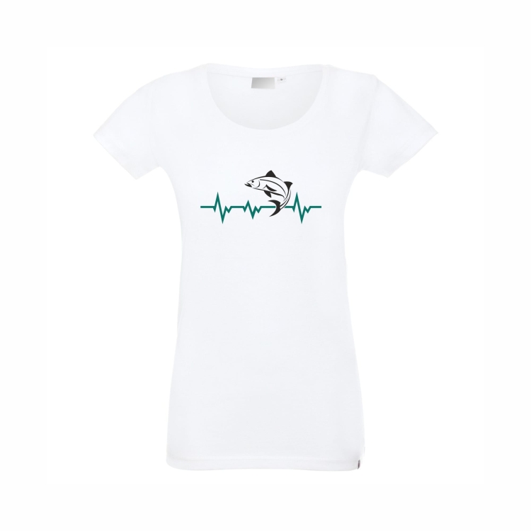 T-shirt damski biały ryba EKG