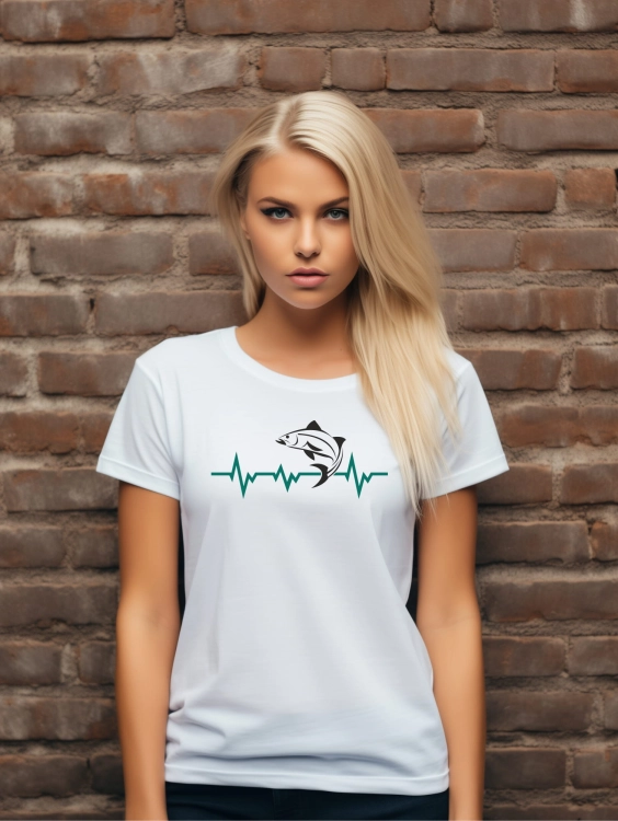 T-shirt biały dla pasjonatki łowienia ryb