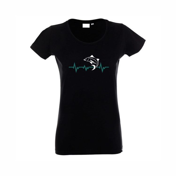 Koszulka damska czarna ryba EKG
