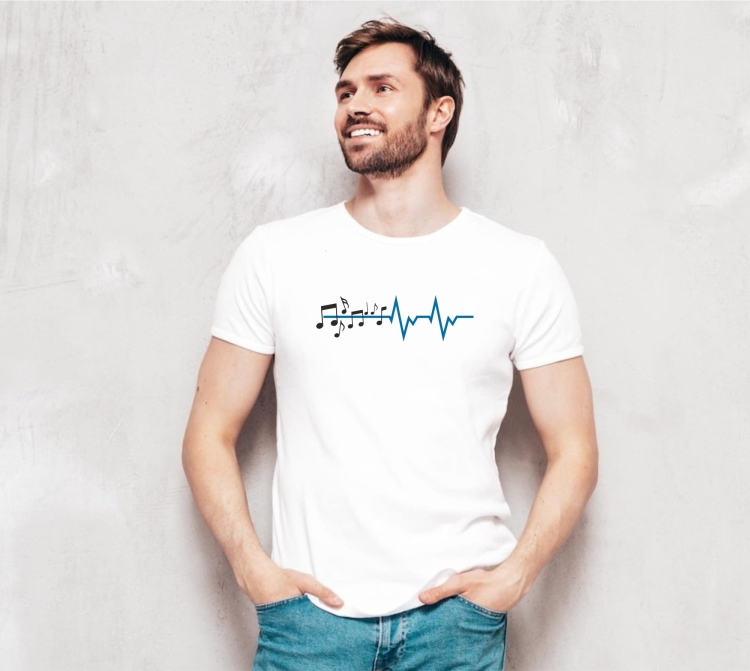 Koszulka biała męska linia życia muzyka