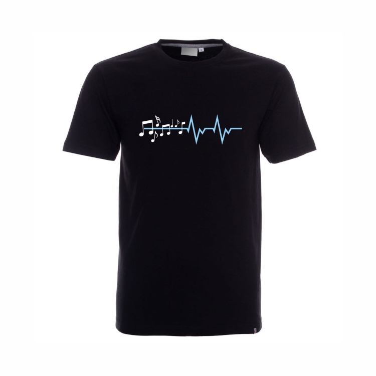 T-shirt czarny męski nuty EKG