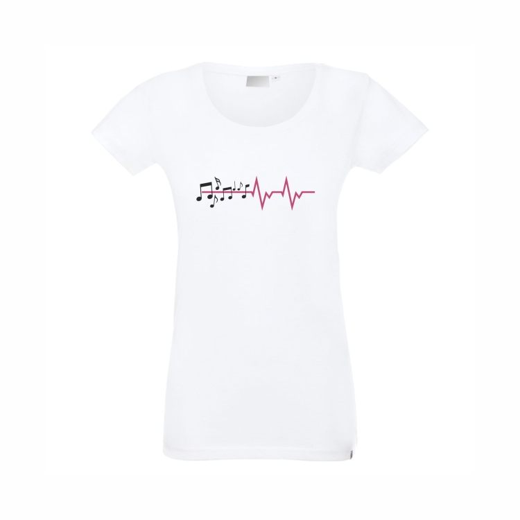 T-shirt biały damski nuty EKG
