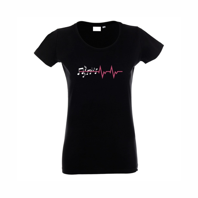 Koszulka damska czarna Nuty EKG