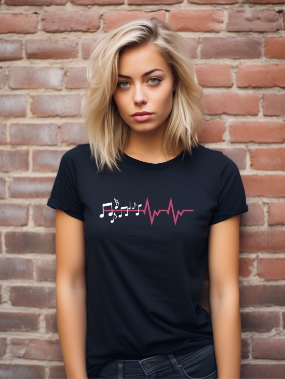 Koszulka czarna damska linia życia muzyka