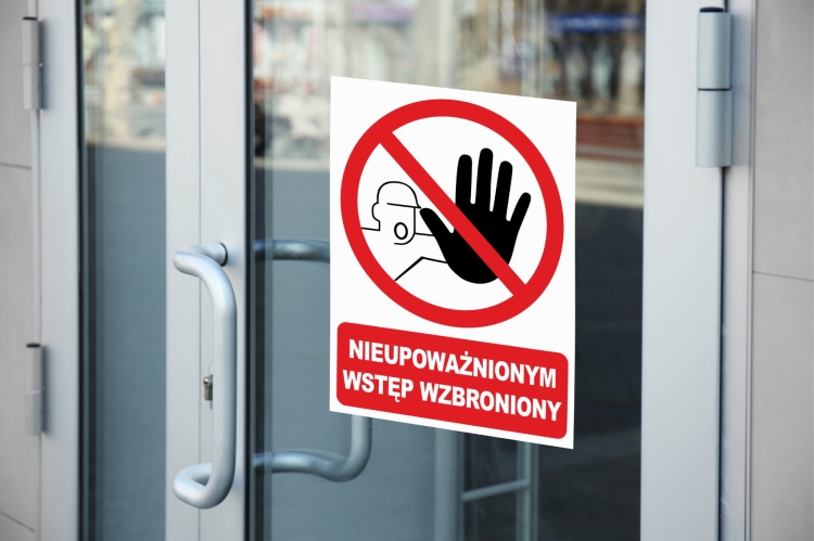 Nieupoważnionym wstęp wzbroniony tabliczka na ścianę drzwi bramę