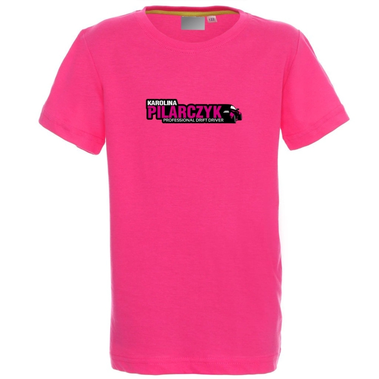 T-shirt dziecięcy różowy z logo Karoliny Pilarczyk