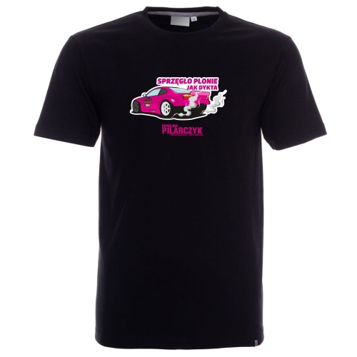 T-shirt męski czarny sprzęgło płonie jak dykta drifting