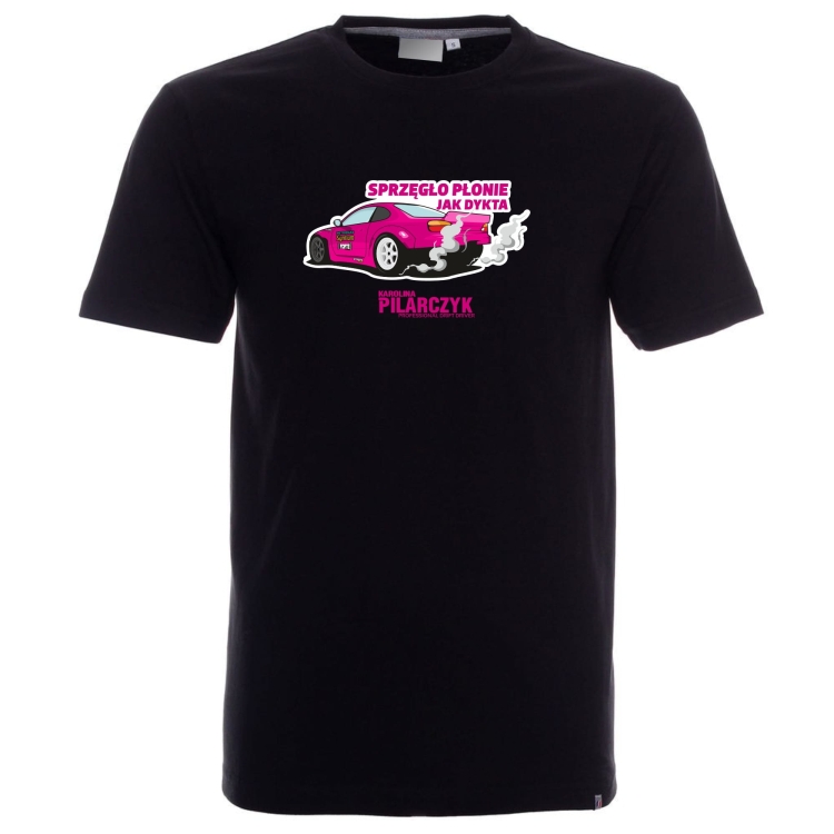 T-shirt męski czarny sprzęgło płonie jak dykta drifting