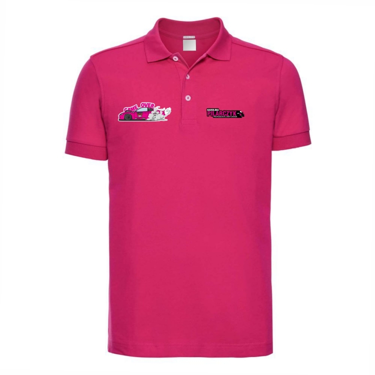 Koszulka polo męska różowa magenta Game Over