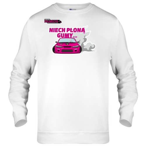 Bluza bez kaptura niech płoną gumy biala