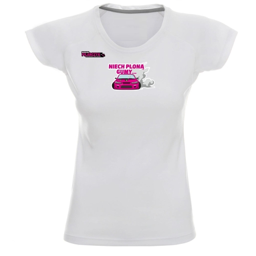 T-shirt sportowy damski Niech płoną gumy drift