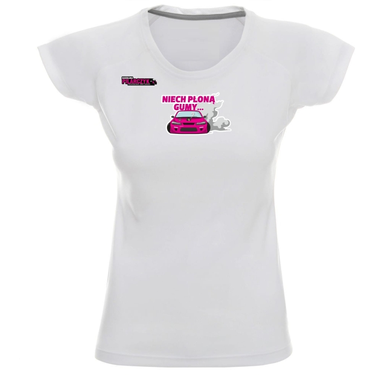 T-shirt sportowy damski Niech płoną gumy drift