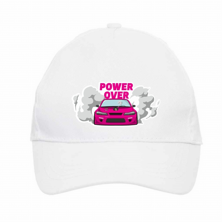 Czapka z daszkiem biała Power over dla dzieci