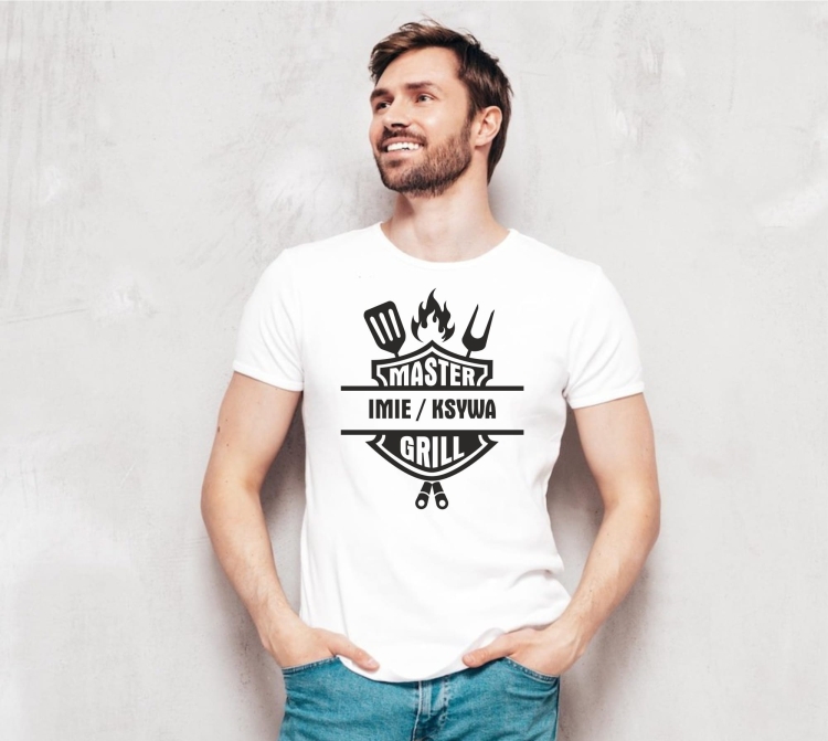 Koszulka biała grillowanie gril