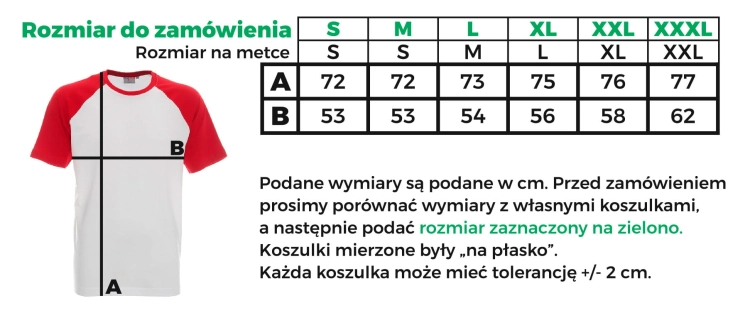 Rozmiary męskiej koszulki kibica