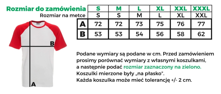 Rozmiary męskich koszulek kibica