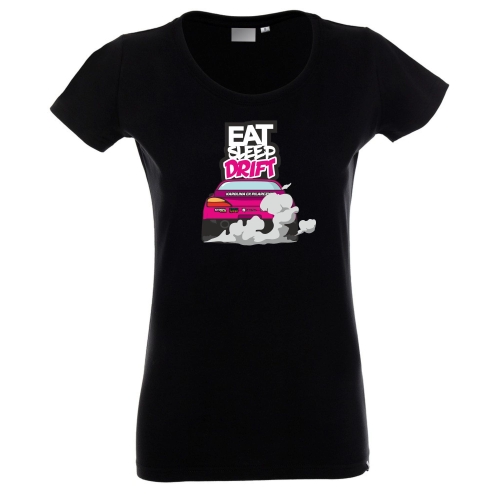 Eat sleep drift T-shirt czarny damski