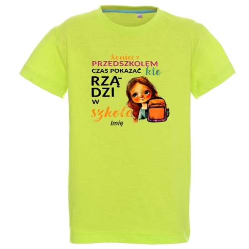 Koniec z przedszkolem koszulka limonka dziewczęca