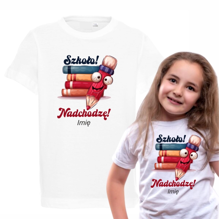 Pierwszoklasistka szkoła koszulka z nadrukiem