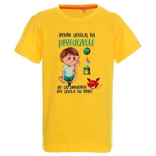 Gotowy na przedszkole koszulka dla chłopca żółta