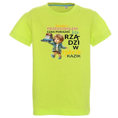 Limonkowy t-shirt do szkoły
