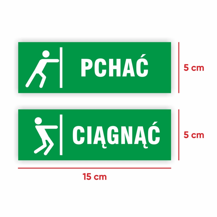 Wymiary naklejek poziomych pchać ciągnąć